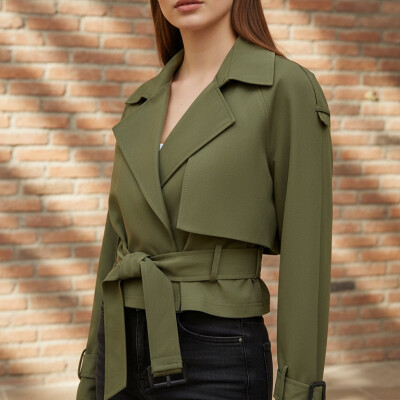 KISA TRENÇKOT YEŞİL