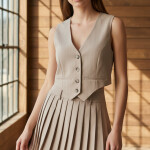 PİLİSELİ MİNİ ETEK CAMEL