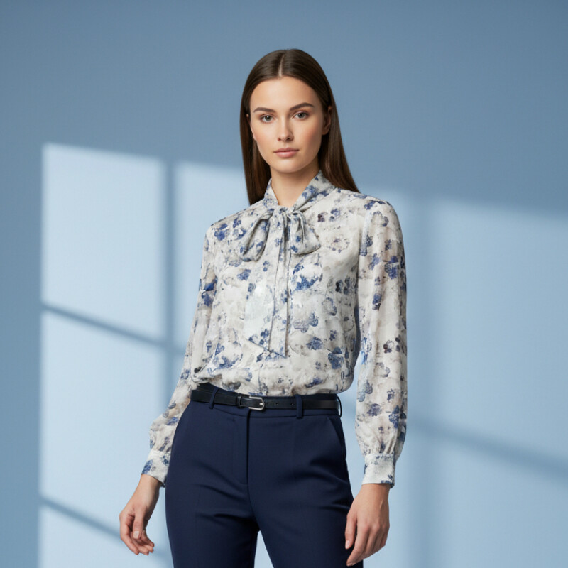 FULARLI EMPRIME MAVİLİ GÖMLEK