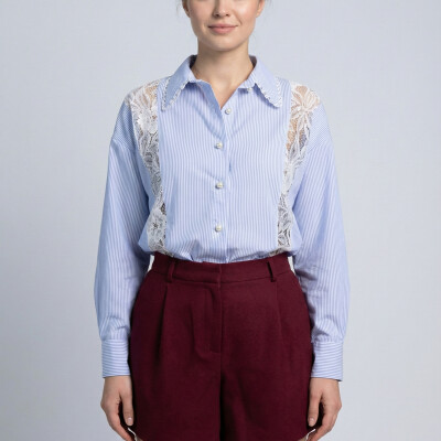 İNCİ DETAYLI GÖMLEK