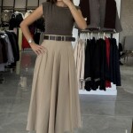 KEMERLİ ELBİSE KAHVERENGİ