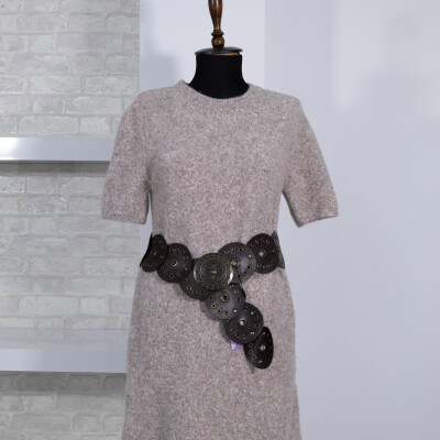 AÇIK KAHVE TRİKO ELBİSE